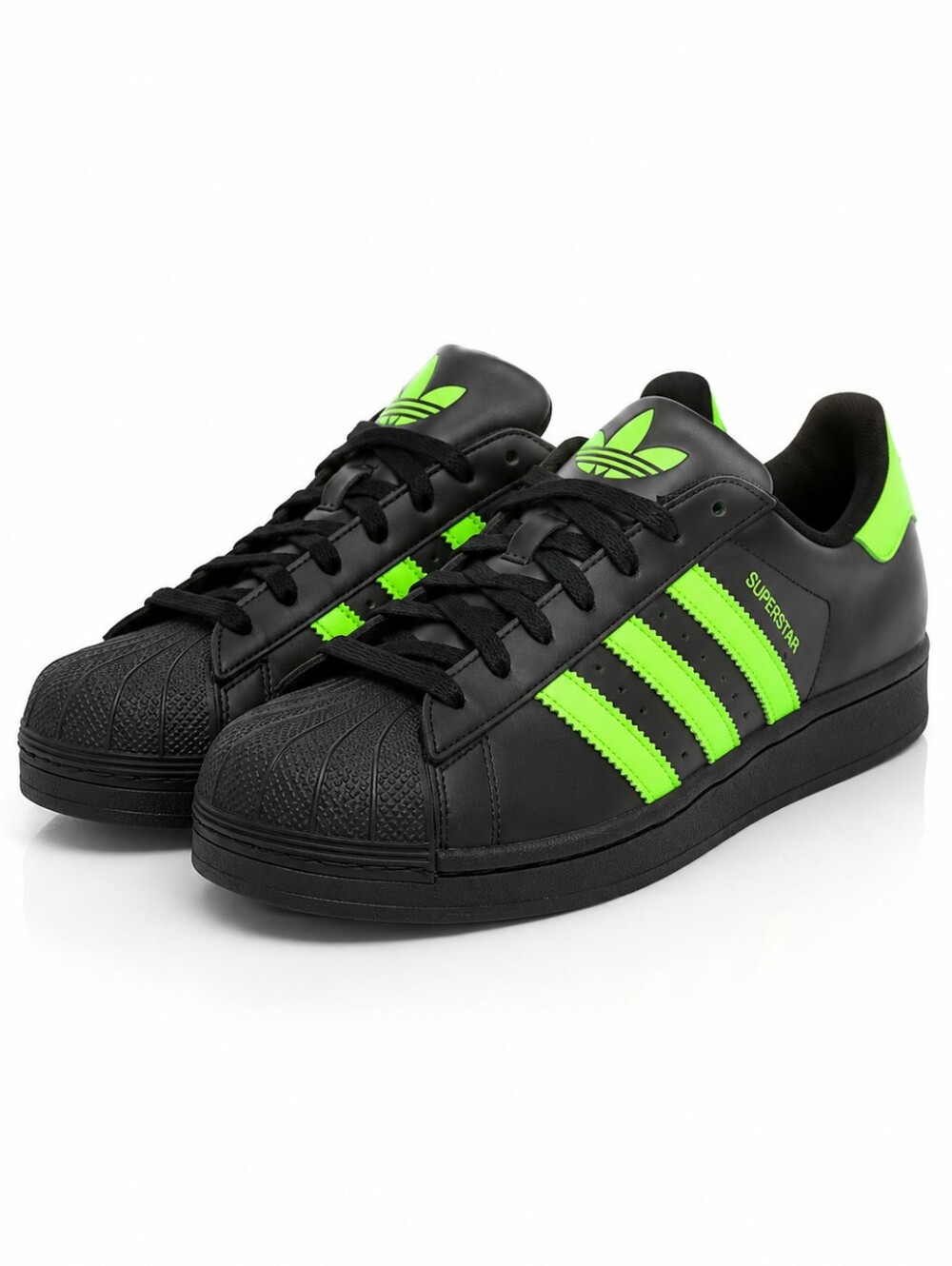 SUPERSTAR ADIDAS II Shell Top Sneakers Black Green Girls 5.5Y